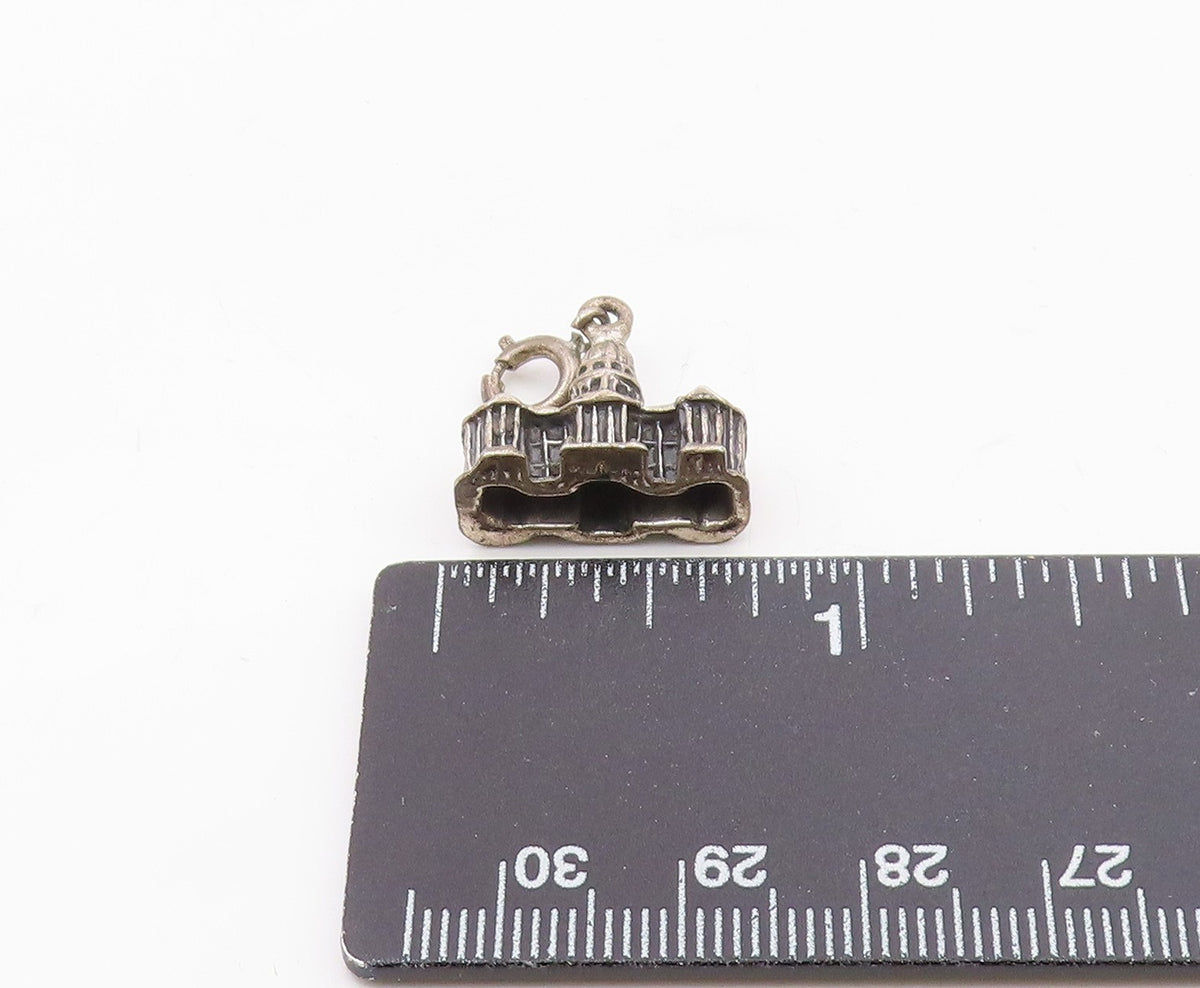 925 Sterling Silver Vintage Capitol Building Dark Tone Pendant PT16915
