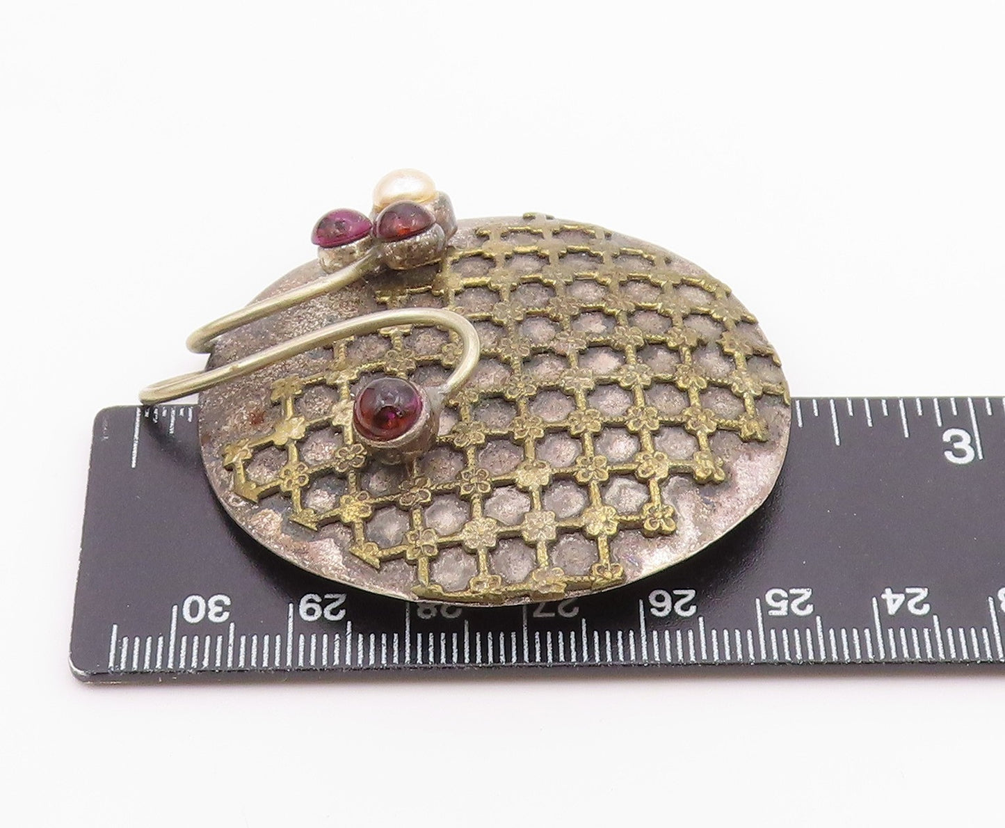 DESIGNER 925 Silver Vintage Pearl & Amethyst Floral Pattern Brooch Pin BP8199
