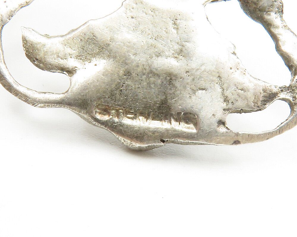 925 Sterling Silver Vintage Antique Sculpted Floral Motif Pendant PT10457