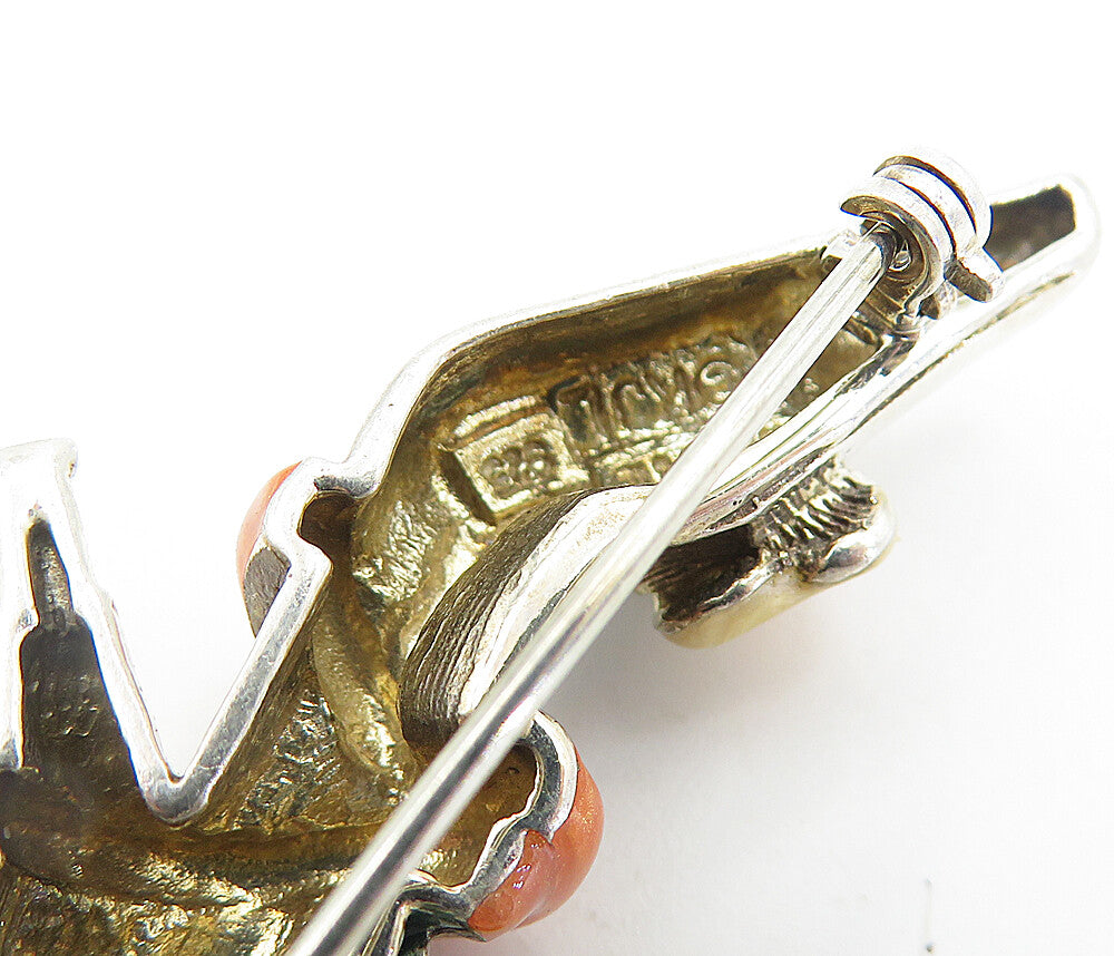 925 Sterling Silver Vintage Enamel Vine Wrapped Shoe Motif Brooch Pin BP2556