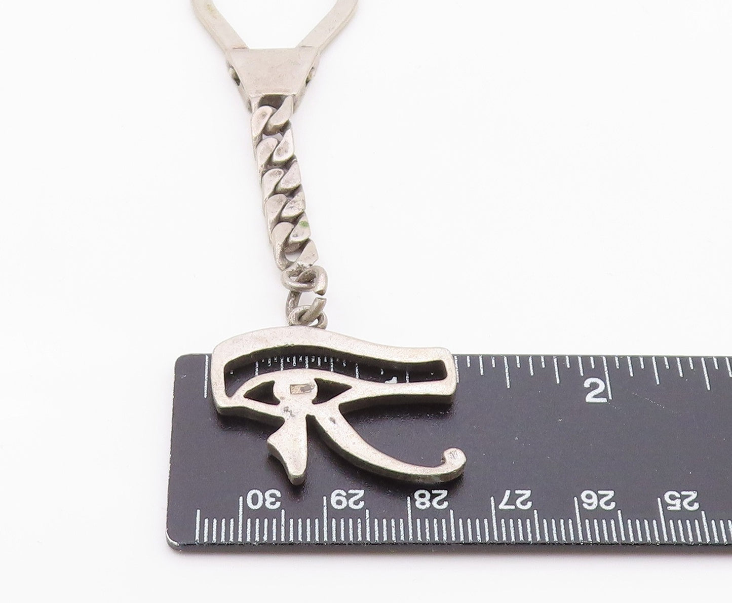 MIDDLE EAST 925 Sterling Silver Vintage Evil Eye Cutout Key Chain TR3366