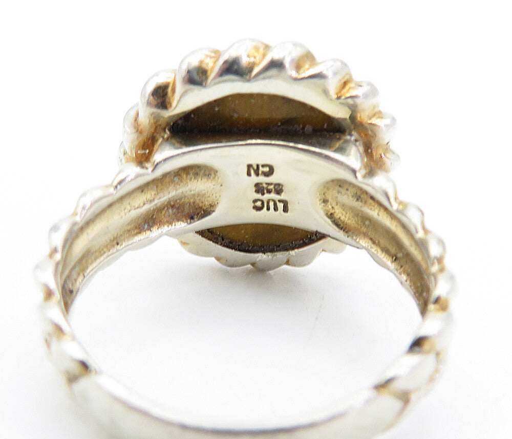 925 Sterling Silver Tiger's Eye Twist Wheat Band Cocktail Ring Sz 8 RG4038