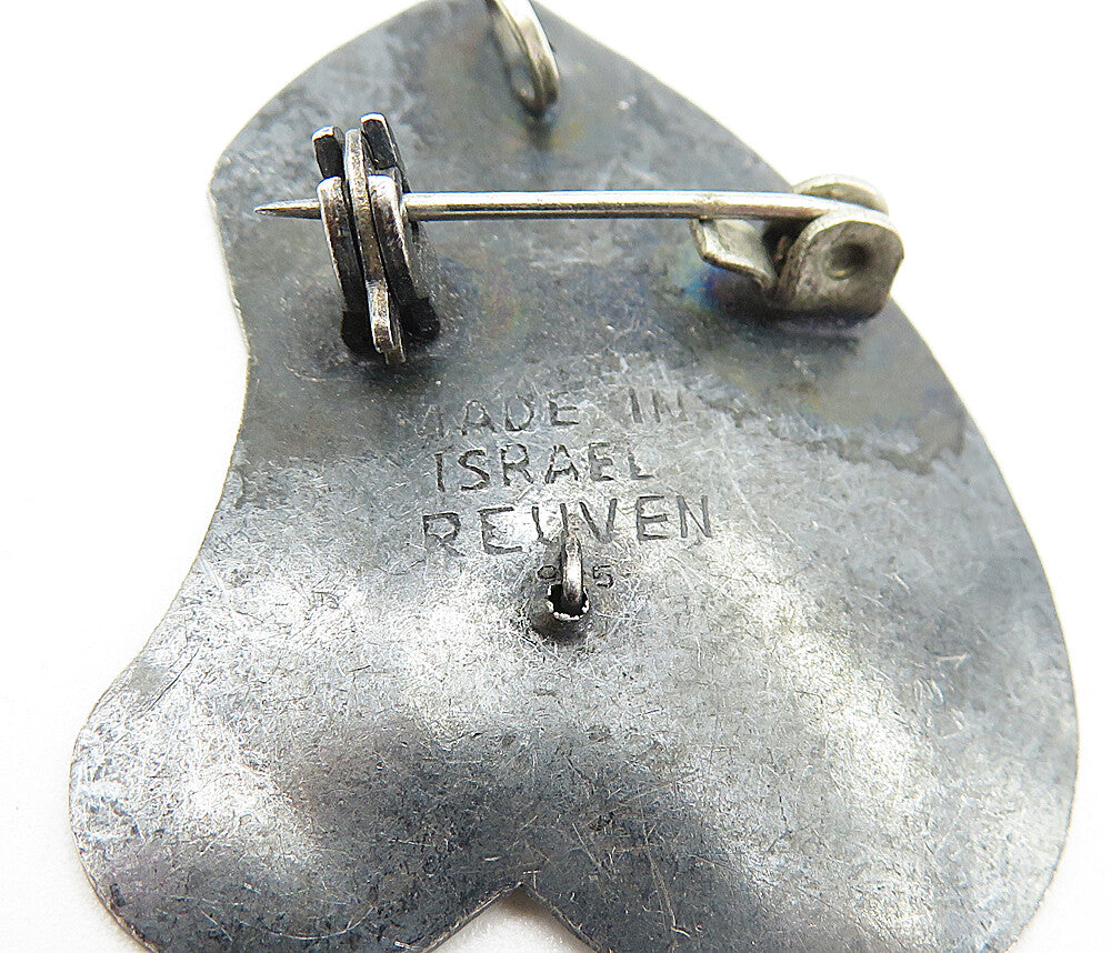 ISRAEL 925 Sterling Silver Vintage Oxidized Dancing Figure Brooch Pin BP1578
