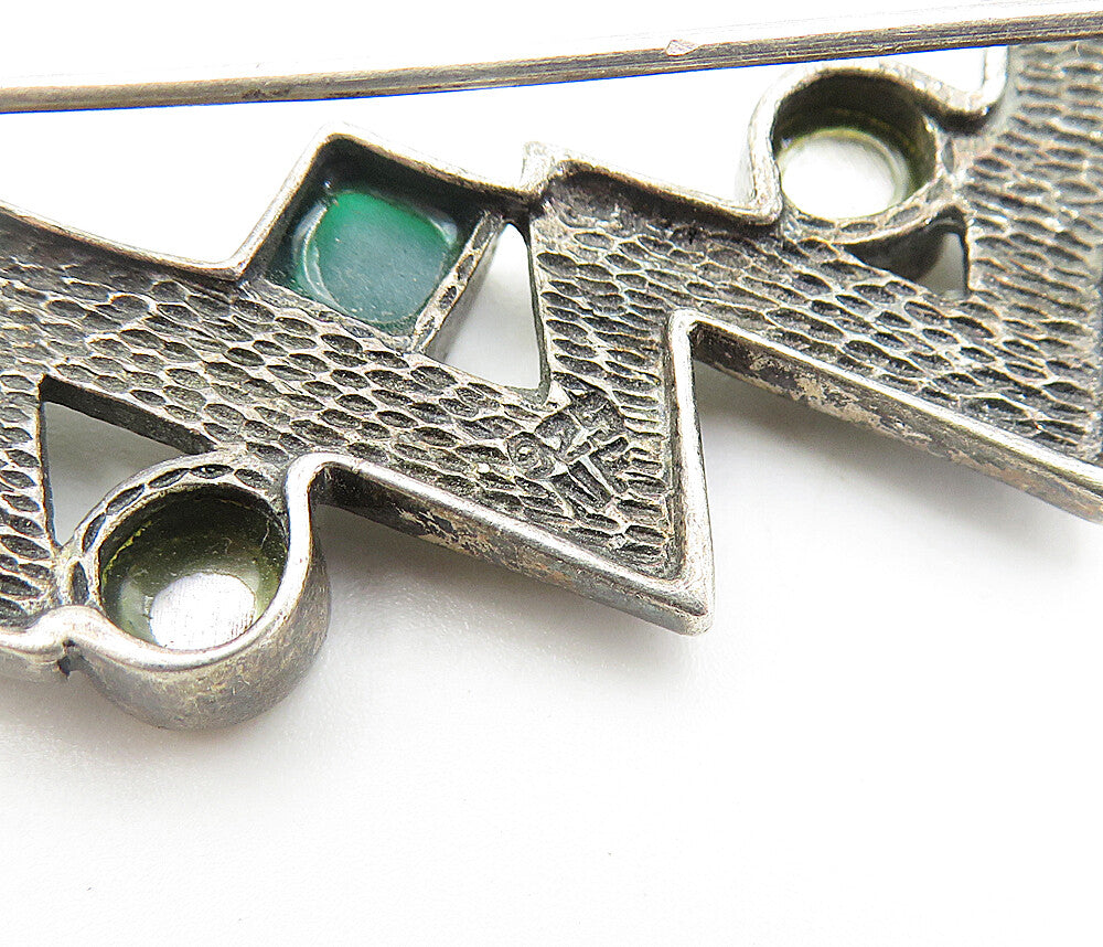 925 Sterling Silver Vintage Mother Of Pearl & Carnelian Brooch Pin BP1756