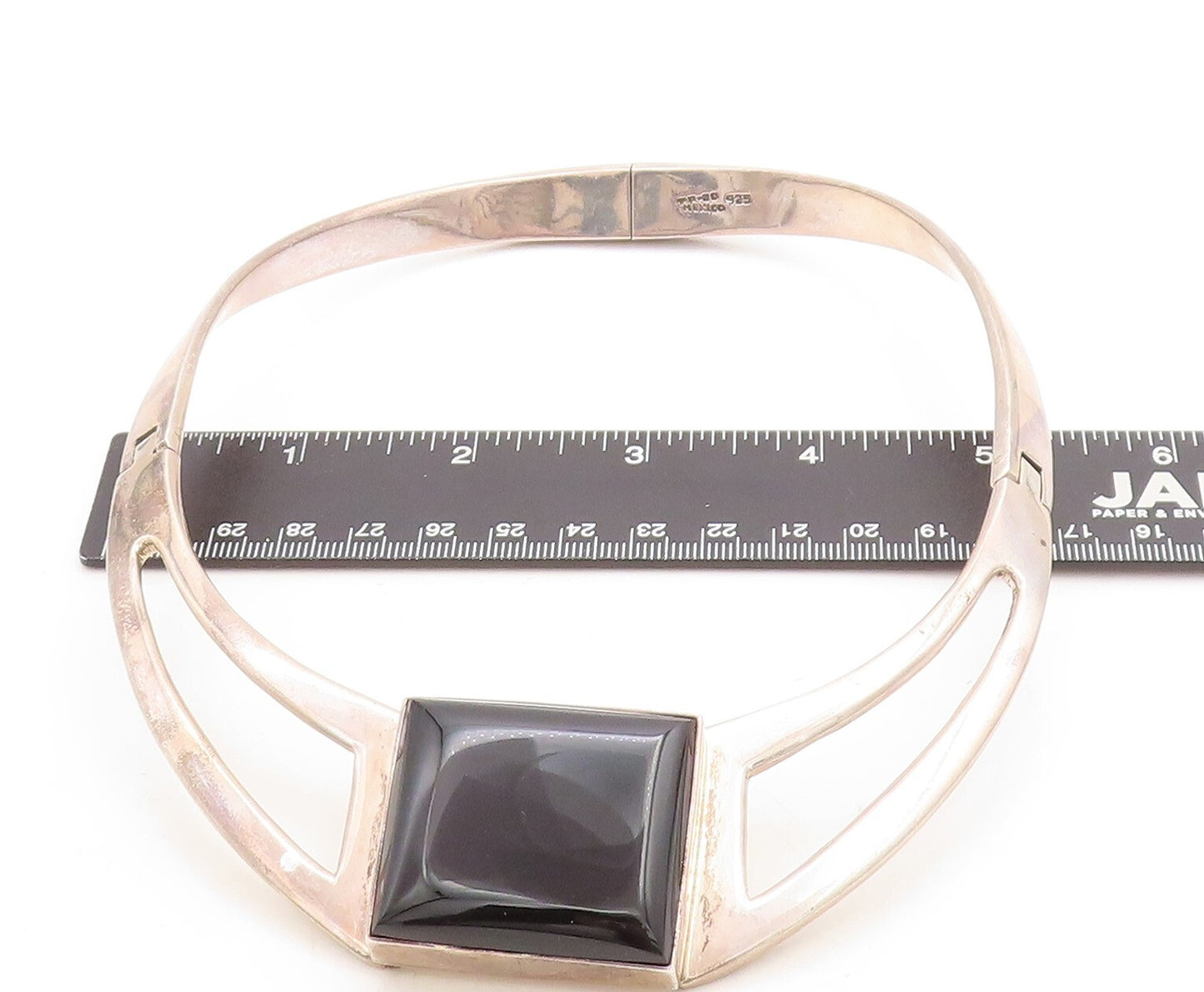 MEXICO 925 Sterling Silver Vintage Black Onyx Square Collar Necklace NE1586