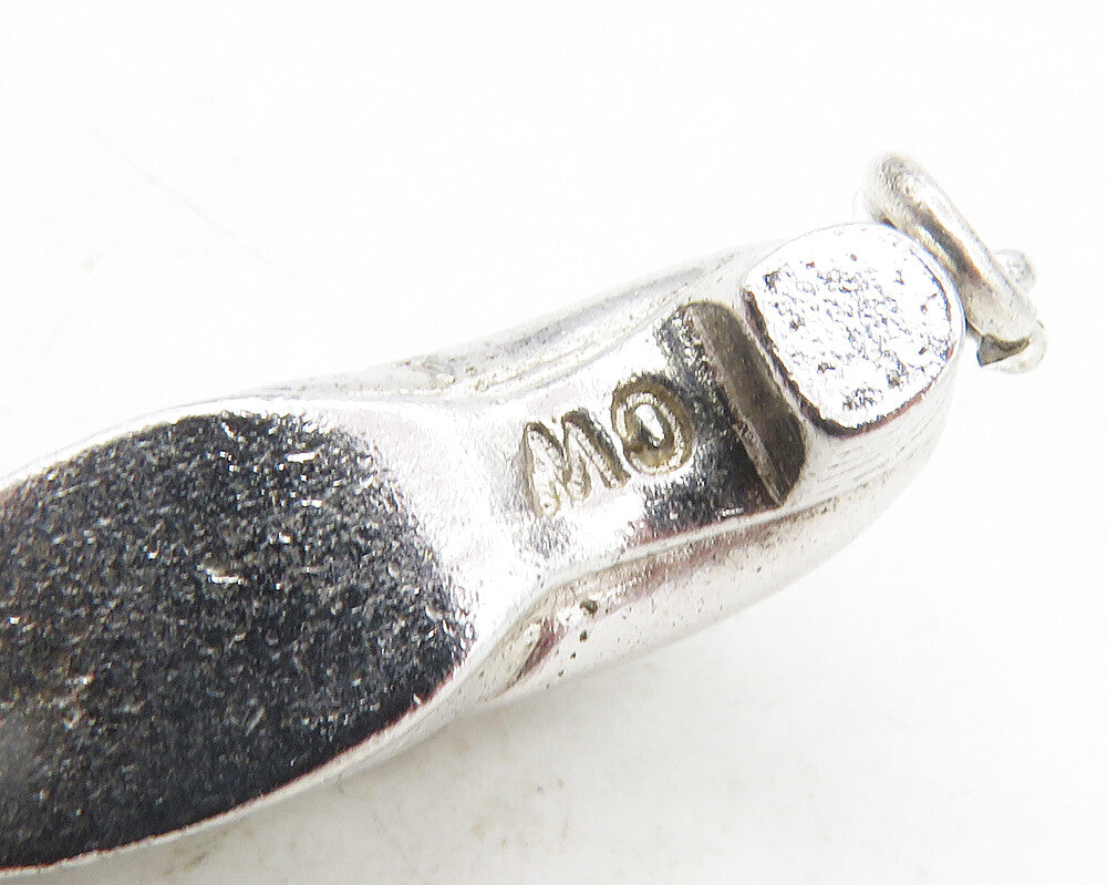 925 Sterling Silver Vintage Shiny Smooth Shoe Motif Drop Pendant PT7366