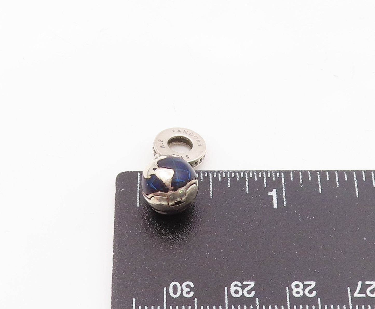PANDORA 925 Silver Vintage Enamel & Cubic Zirconia Globe Pendant PT21819