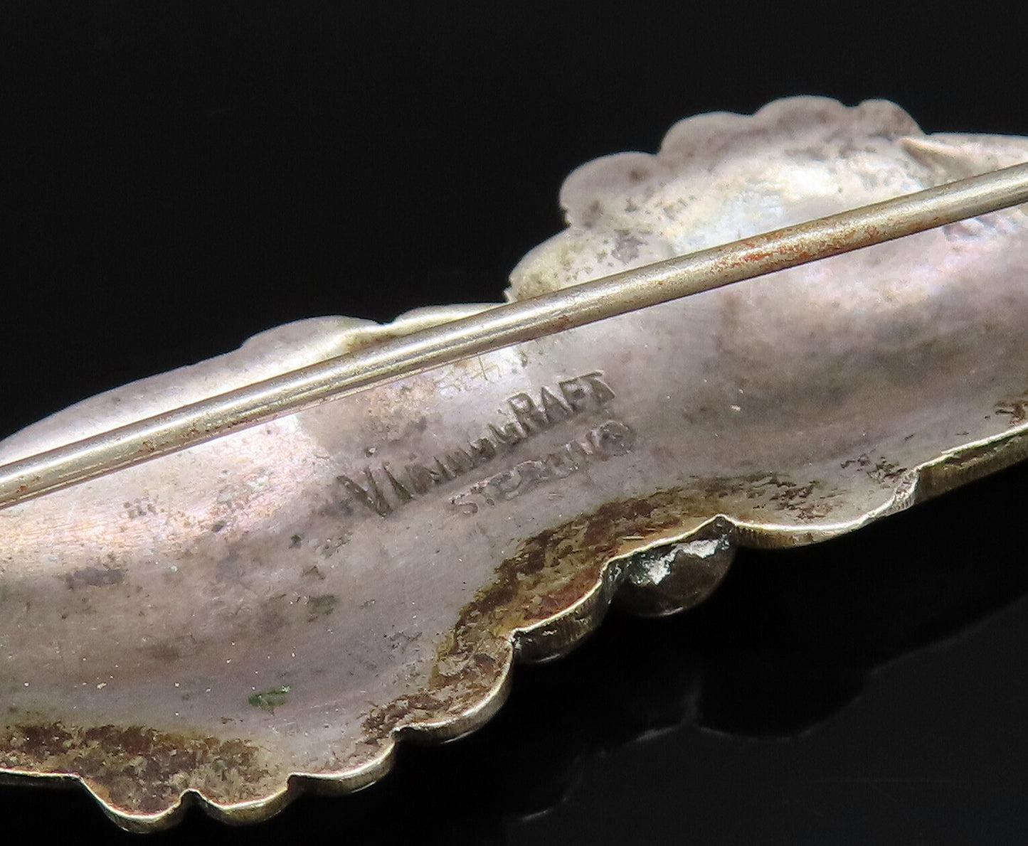 VIKINGCRAFT 925 Silver Vintage Antique Double Leaves Brooch Pin BP10013