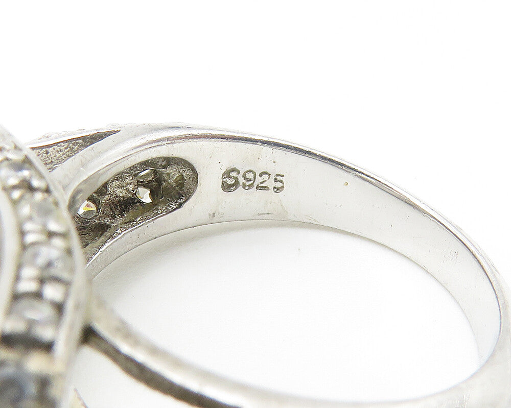 925 Sterling Silver Sparkling Cubic Zirconia Square Band Ring Sz 5 RG10286