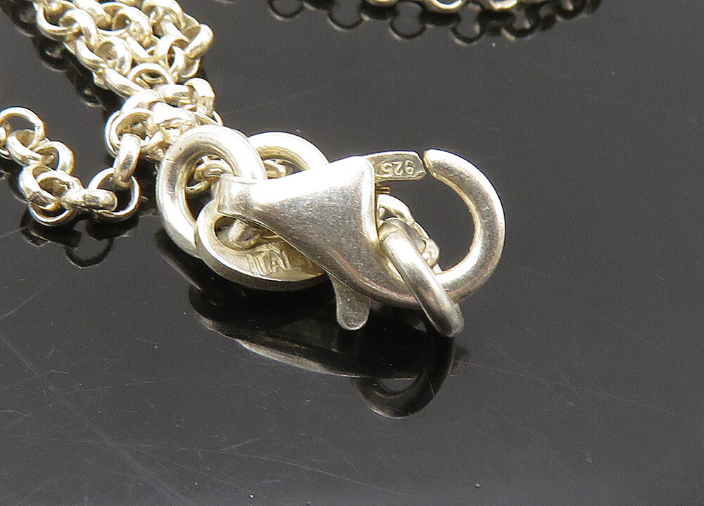 925 Sterling Silver Vintage Shiny Open Love Heart Chain Necklace NE3617