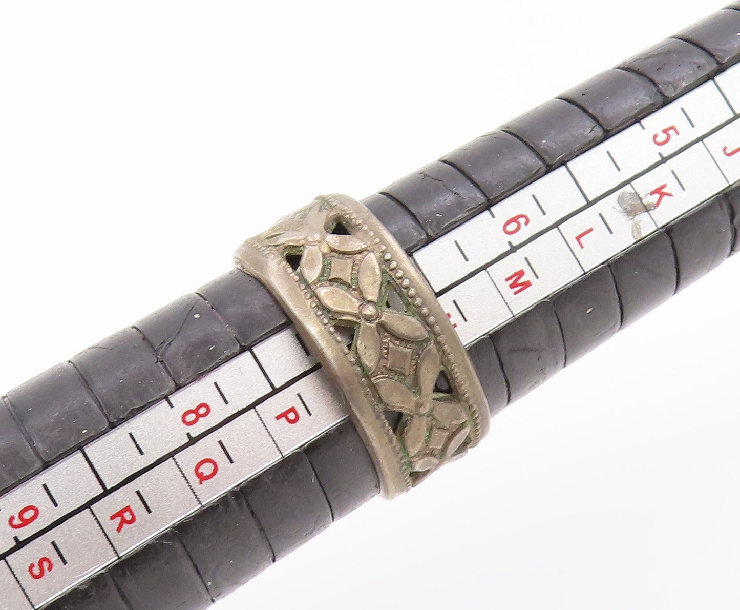 925 Sterling Silver Vintage Ring Classic Openwork Floral Band Sz 7 RG35586