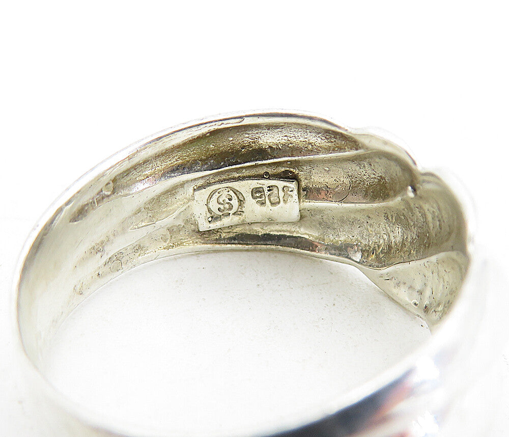 SHUBE 925 Sterling Silver Vintage Shiny Fluted Swirl Band Ring Sz 8.5 RG4605