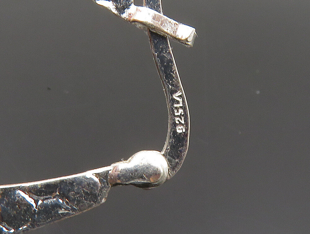 925 Sterling Silver Vintage Shiny Circle Pattern Hoop Earrings EG11546