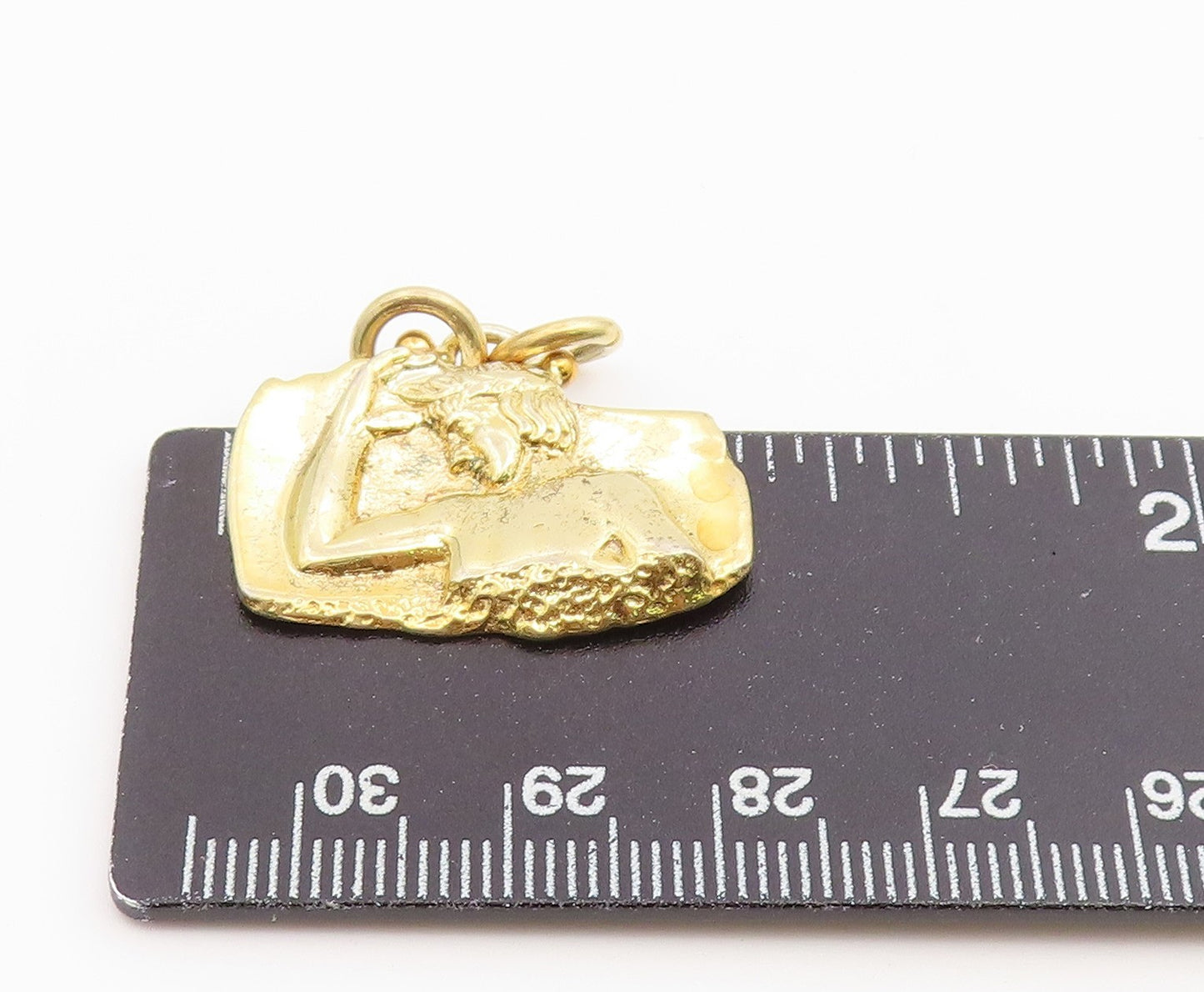 925 Sterling Silver Vintage Pendant Gold Plated Brutalist Carved Figure PT26500