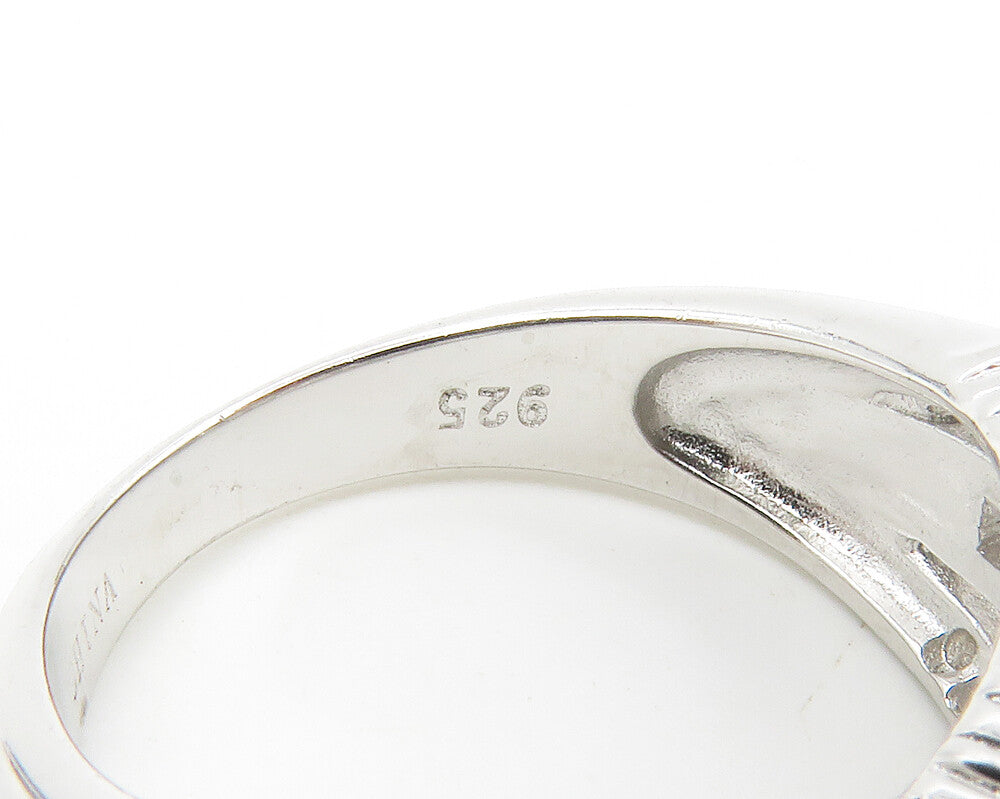 925 Sterling Silver Sparkling Cubic Zirconia Split Band Ring Sz 7 RG14119