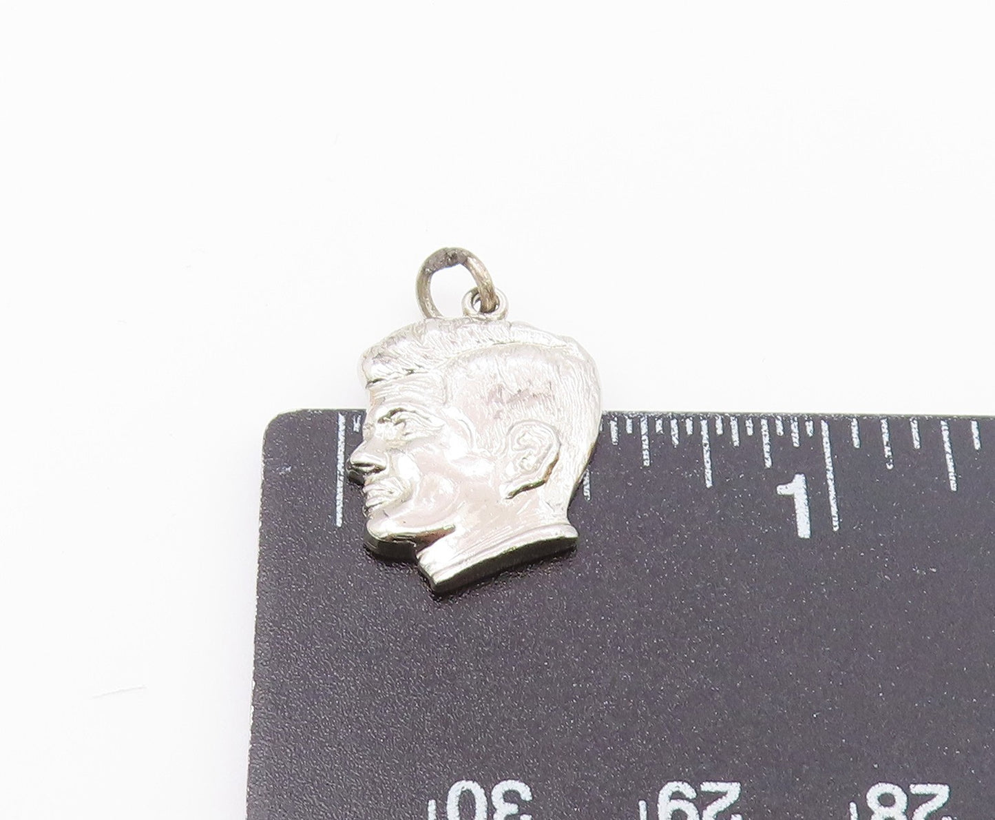 925 Sterling Silver Vintage John F Kennedy Head With Quote Pendant PT20462