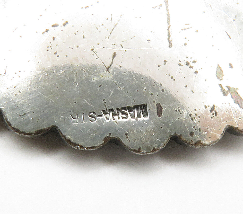 925 Sterling Silver Vintage Sparkling MG Initials Round Drop Pendant PT11697