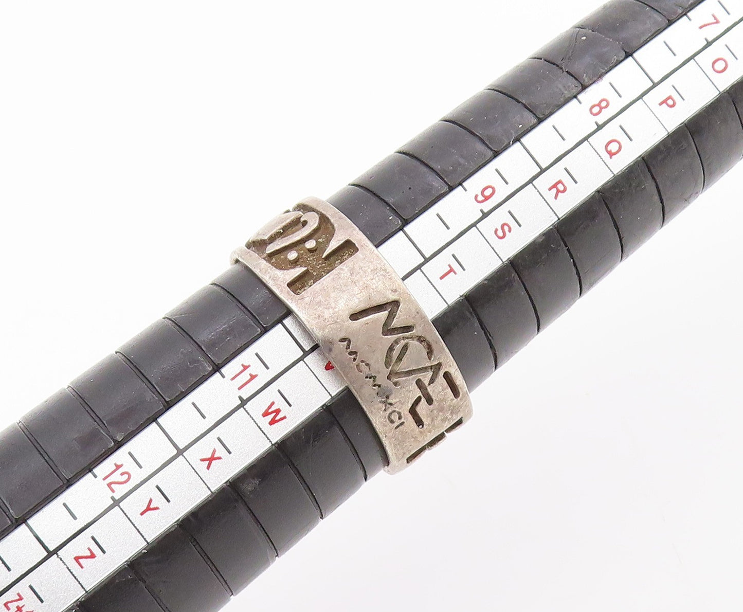 925 Sterling Silver Vintage Ring MCMXCI Memento Cutout Band Sz 10.5 RG34416