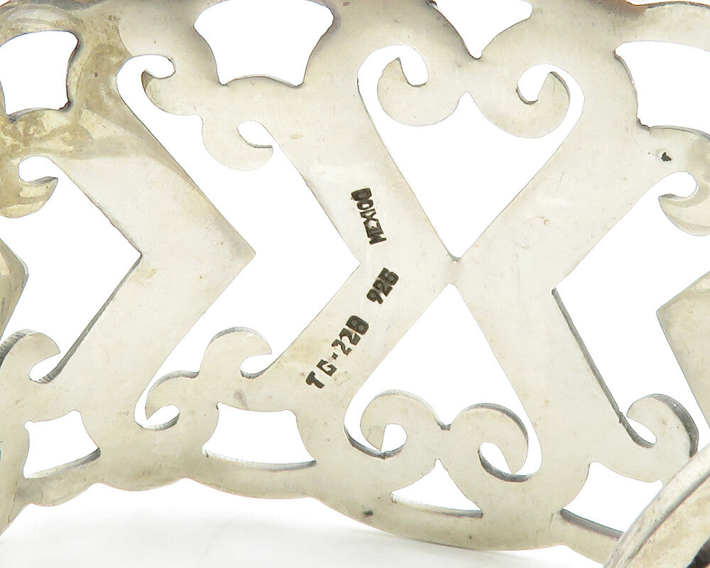 MEXICO 925 Sterling Silver Vintage Open Love Hearts Cuff Bracelet BT5172