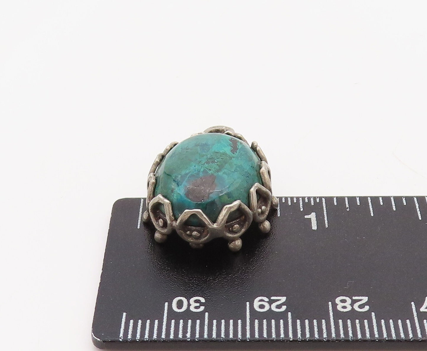 925 Sterling Silver Vintage Pendant Carved Oval Cabochon Gemstone PT23549