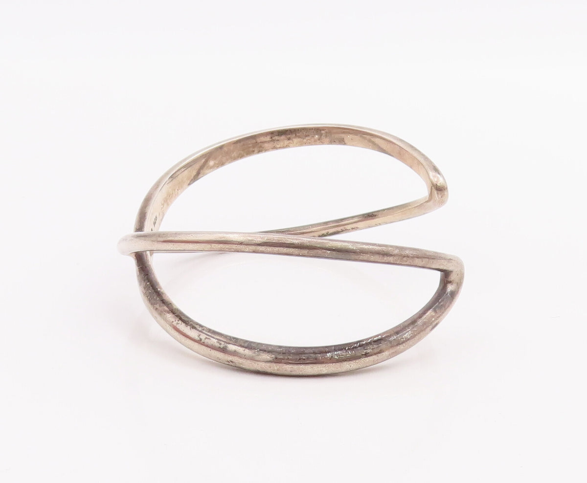 925 Sterling Silver Vintage Bracelet BAYANIHAN Designer Cutout Rod Cuff BT10574