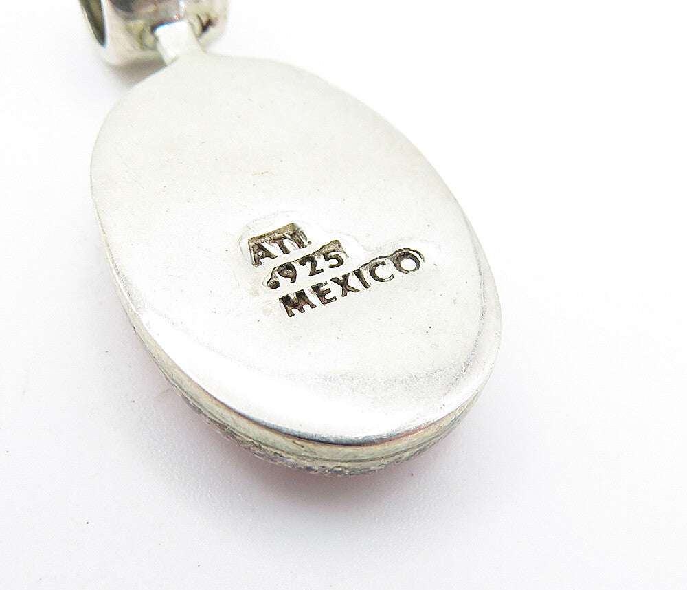 MEXICO 925 Silver Vintage Cabochon Cut Rhodochrosite Oval Pendant PT5108