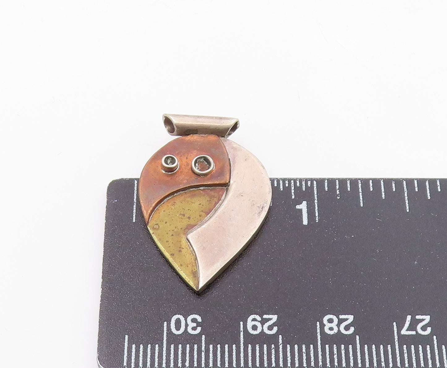 925 Sterling Silver Vintage Three Tone Modernist Slide Pendant PT17306