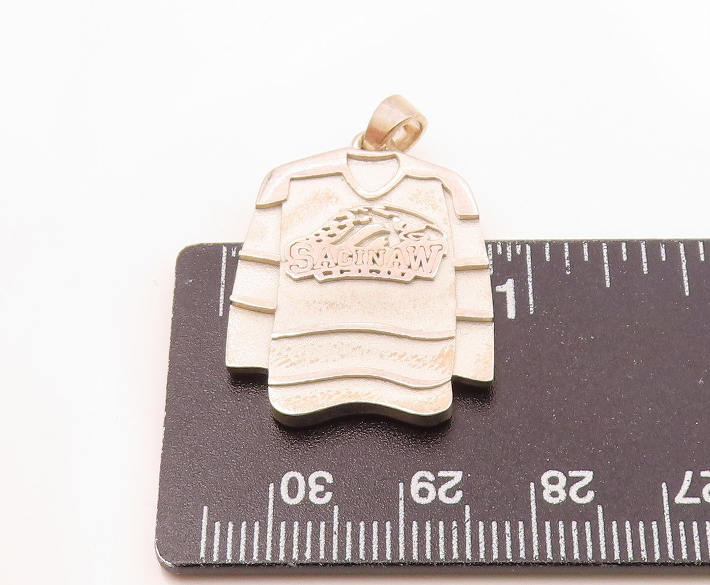 925 Sterling Silver Vintage Saginaw Ice Hockey 53 Jersey Pendant PT19251