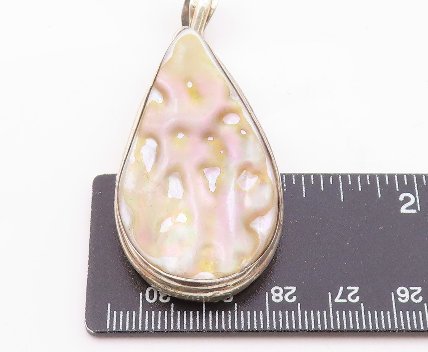 925 Sterling Silver Vintage Mother Of Pearl Tear Drop Pendant PT12143