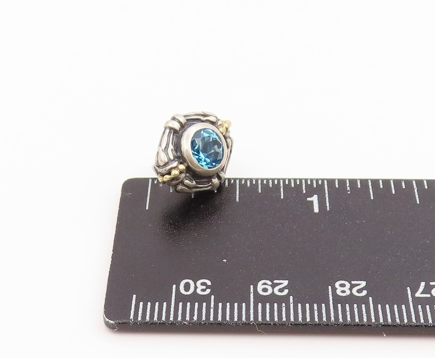 14K Gold & 925 Sterling Silver Vintage Earrings LAGOS CAVIAR Gemstone EG14301