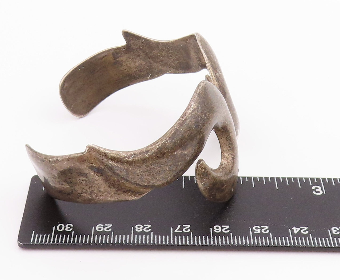 925 Sterling Silver Vintage Bracelet Antique Double Swirl Cuff BT11330
