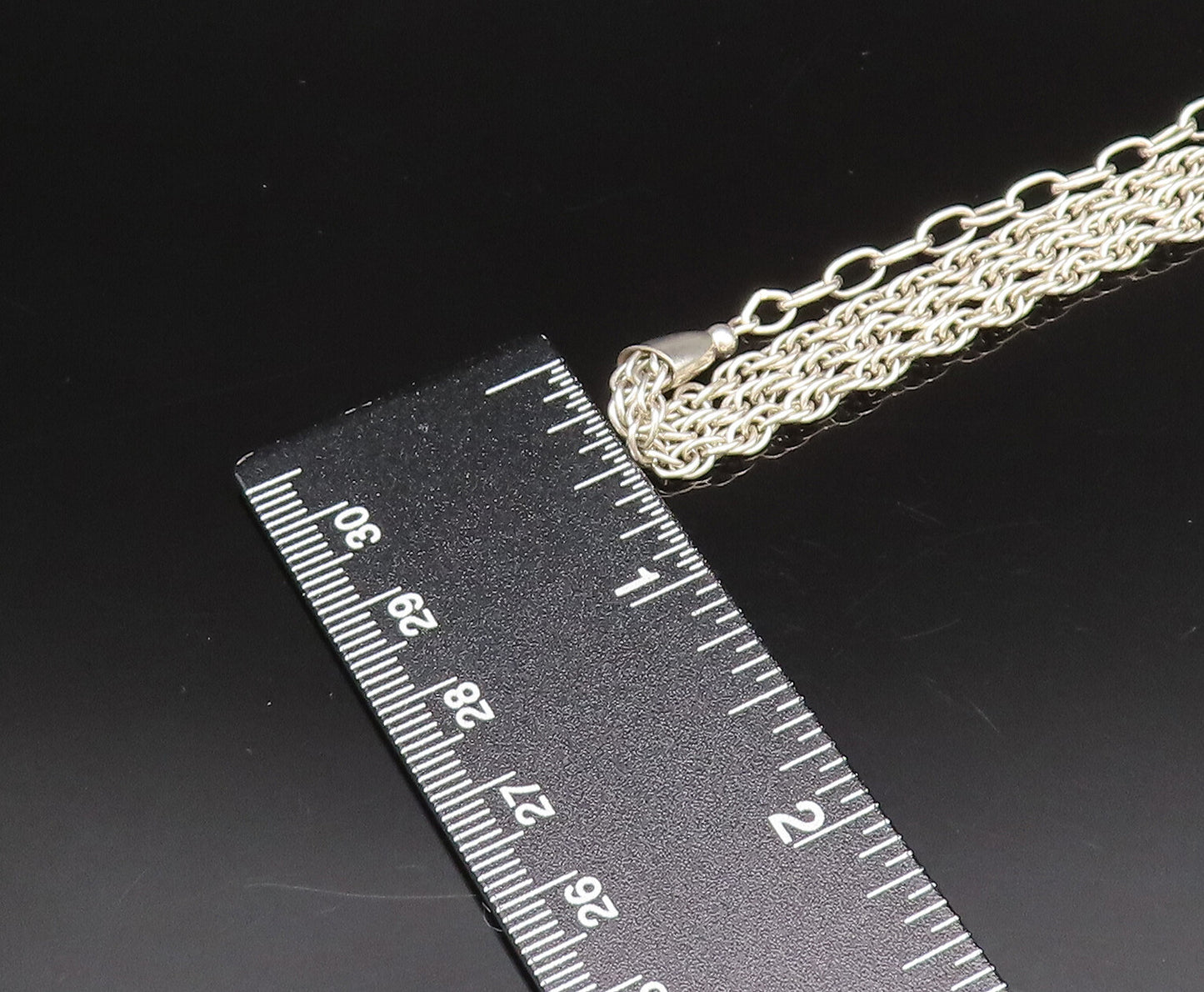 925 Sterling Silver Vintage Three Strand Twisted Chain Necklace NE3992