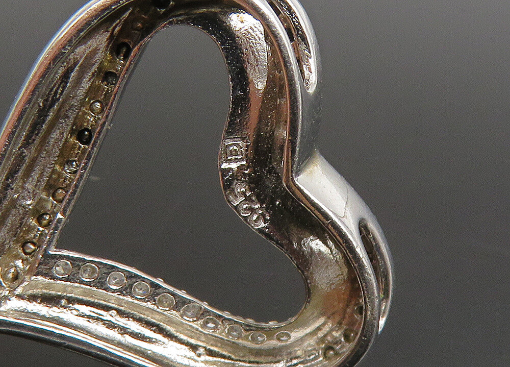 925 Silver Vintage Genuine Black & White Diamonds Love Heart Pendant PT19123