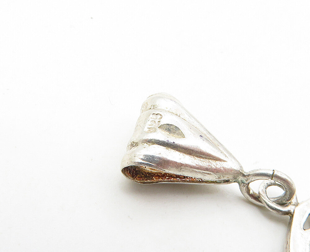 925 Sterling Silver Vintage Floral Swirl Love Heart Cutout Pendant PT7063