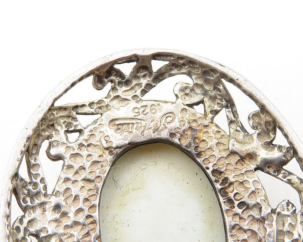 JEZLAINE 925 Sterling Silver Vintage Enamel Woman Portrait Pendant PT13824