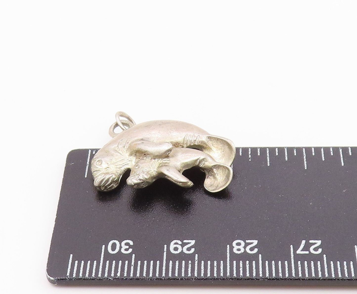 925 Sterling Silver Vintage Carved Parent & Child Seal Love Pendant PT21685