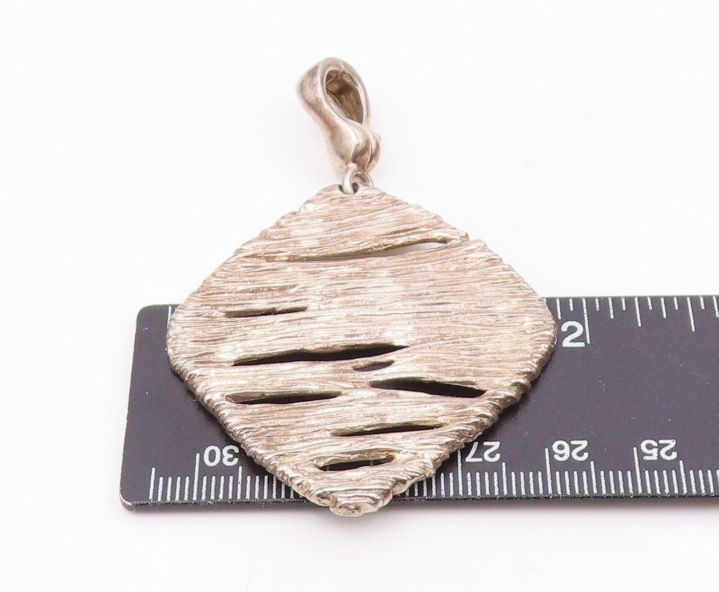 ESPO 925 Sterling Silver Vintage Shiny Textured Drop Pendant PT17864