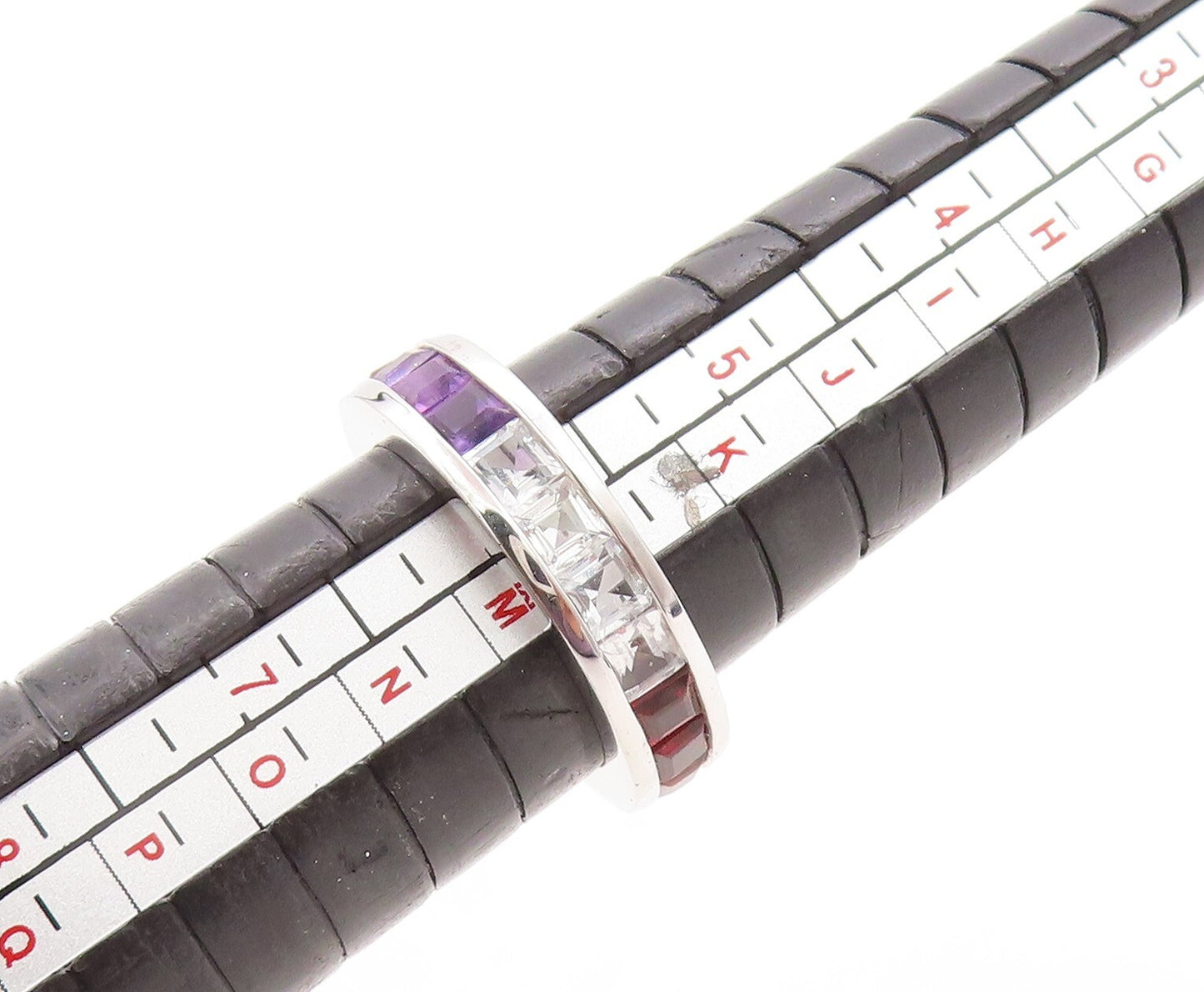 925 Sterling Silver Vintage Ring Square Amethyst Citrine Peridot CZ Sz 6 RG31319