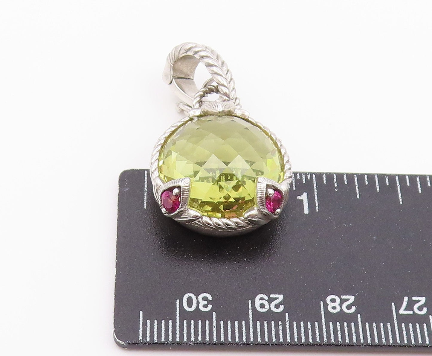 925 Sterling Silver Vintage Pendant JUDITH RIPKA Lemon Quartz Charm PT26423