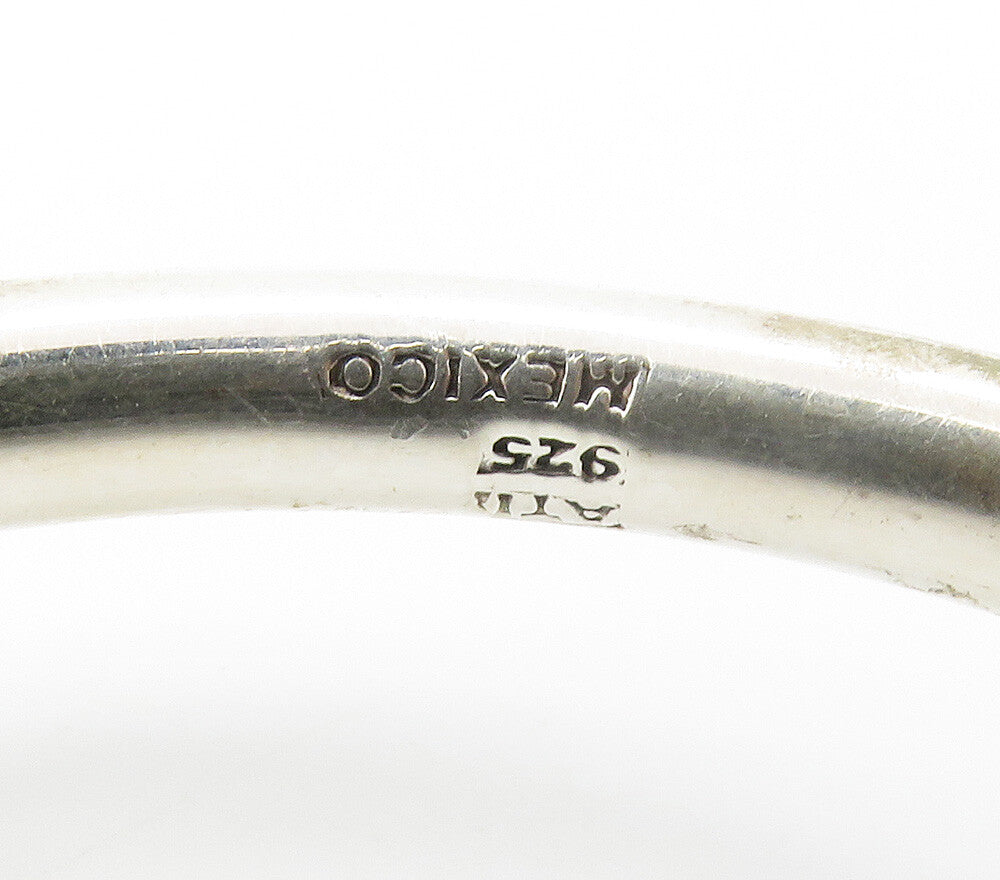MEXICO 925 Sterling Silver Vintage Shiny Bypass Hinge Cuff Bracelet BT6030