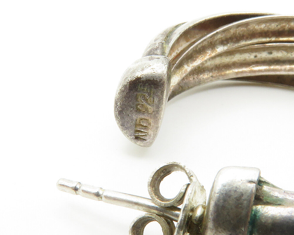 925 Sterling Silver Vintage Dark Tone Round Twist JHoop Earrings EG7266