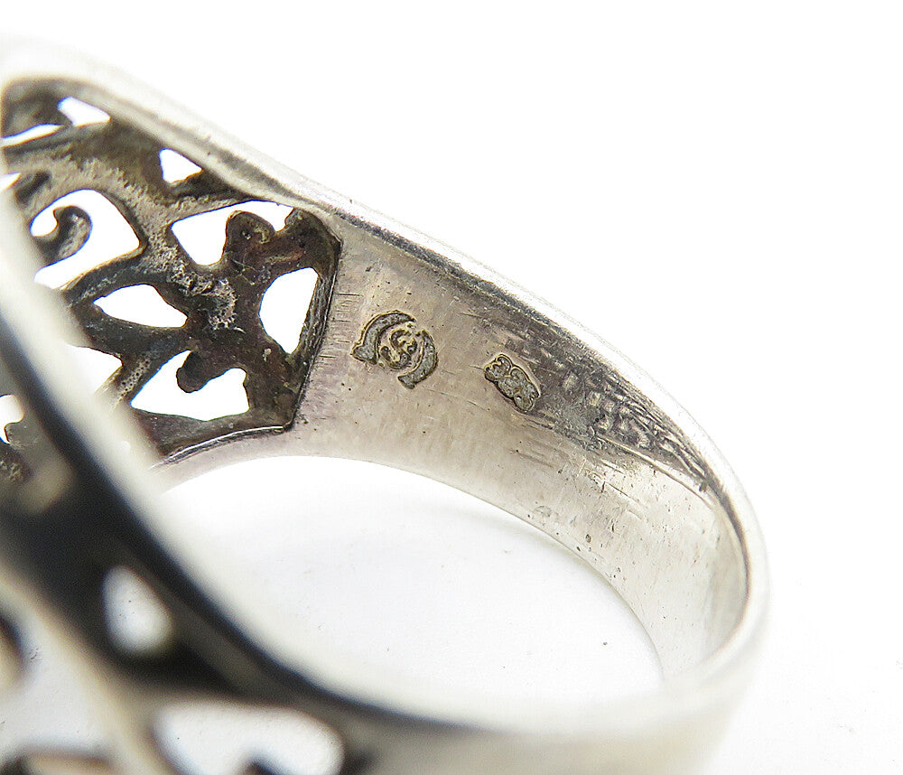 SHUBE 925 Sterling Silver Vintage Floral Swirl Dome Band Ring Sz 8 RG5801
