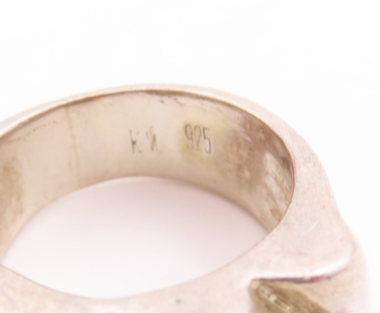 925 Sterling Silver Vintage Ring Solid Italic Grooved Cylinders Sz 7 RG28749