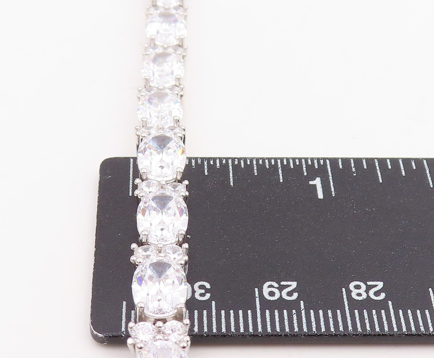 925 Sterling Silver Vintage Bracelet Sparkling CZ Elegant Tennis Link BT11881