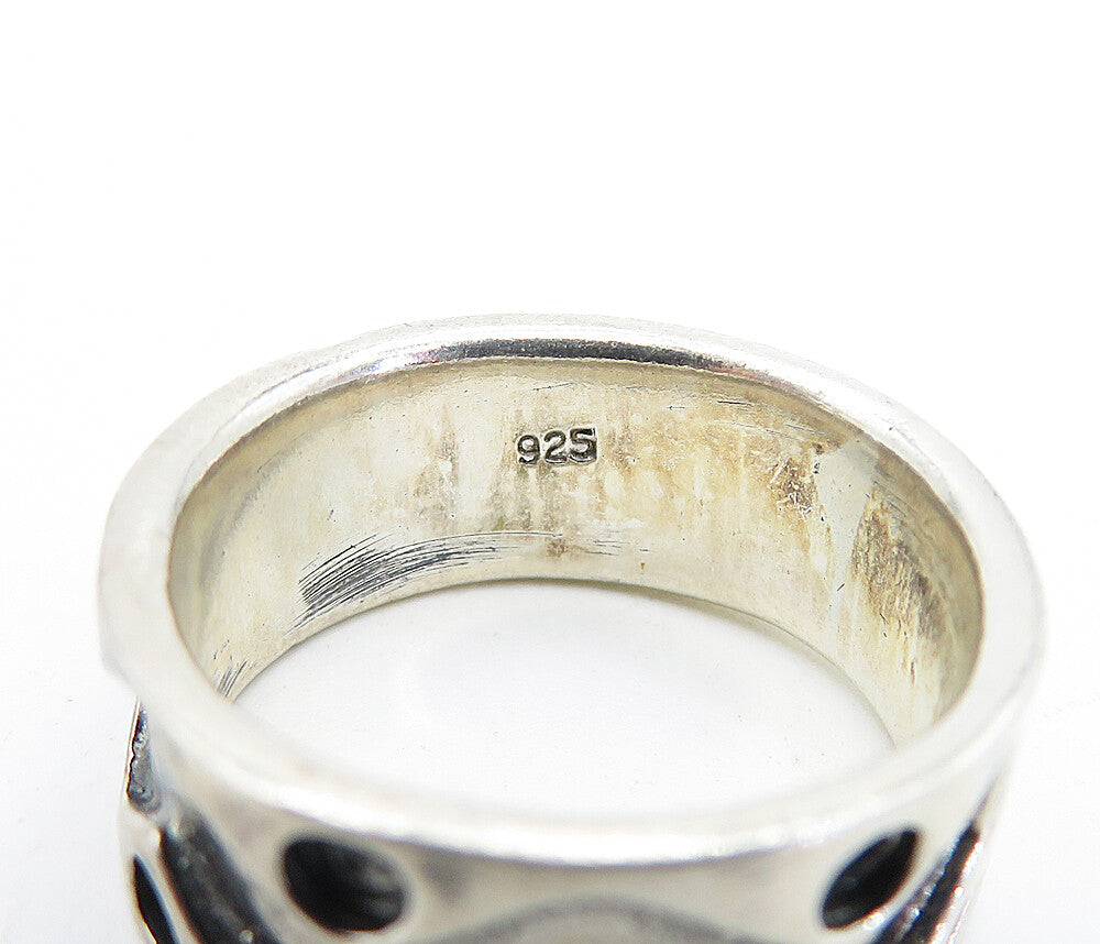 925 Sterling Silver Vintage Dark Tone Zig Zag Design Band Ring Sz 6.5 RG3967