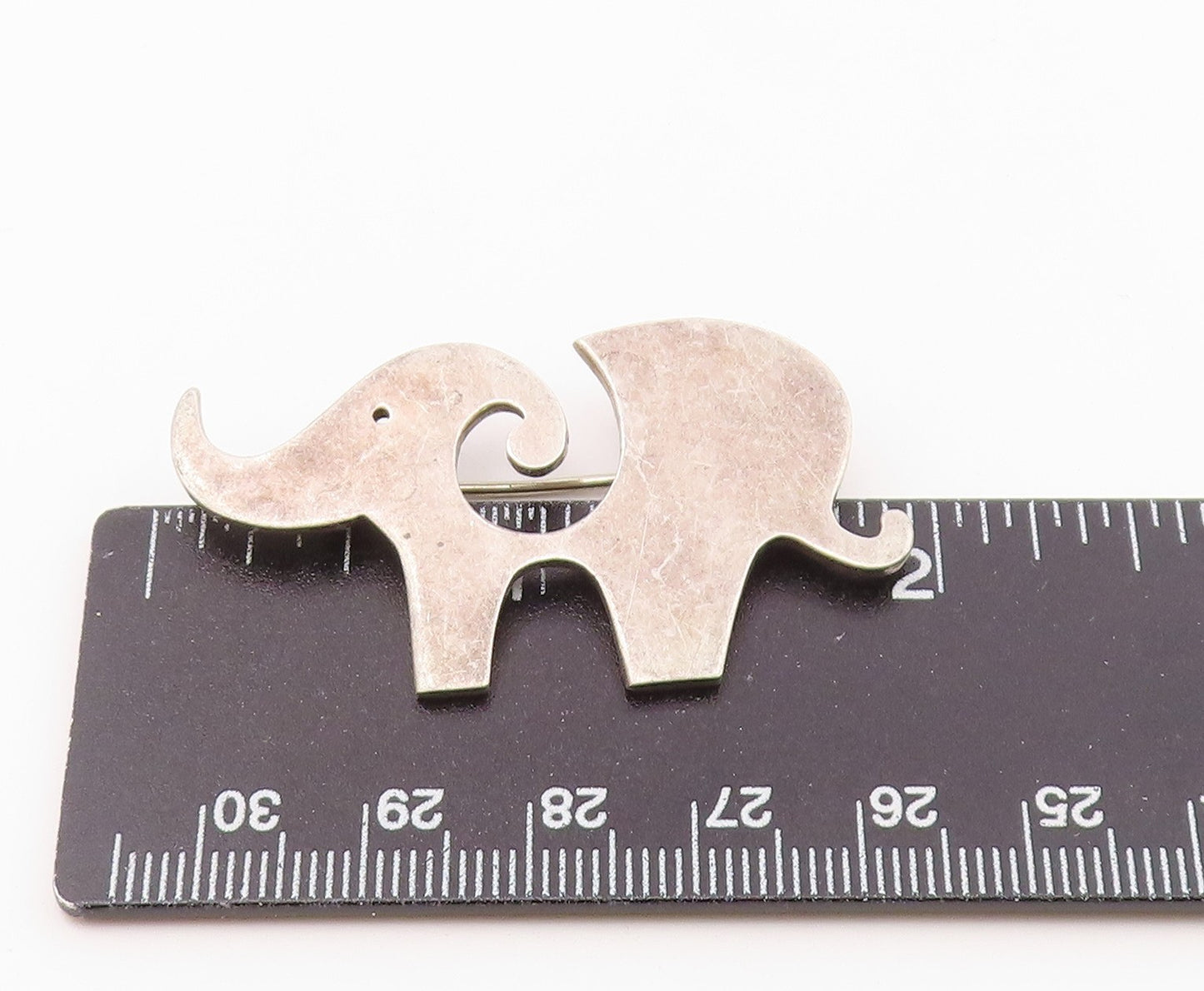 MEXICO 925 Silver Vintage Shiny Swirl Cutout Elephant Brooch Pin BP7561