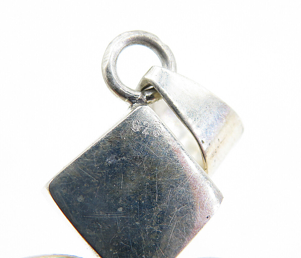 925 Sterling Silver Shiny Mother Of Pearl & Lapis Lazuli Drop Pendant PT6113