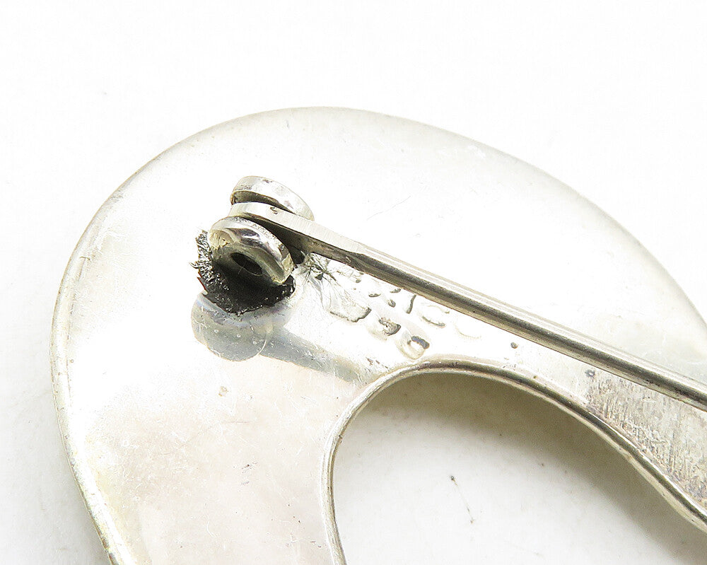 MEXICO 925 Sterling Silver Vintage Shiny Open Love Heart Brooch Pin BP3743
