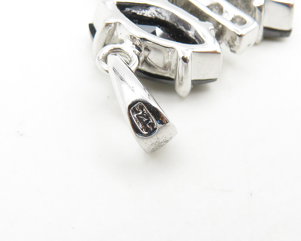 925 Sterling Silver Marquise Cut Cubic Zirconia & Hematite Pendant PT14607