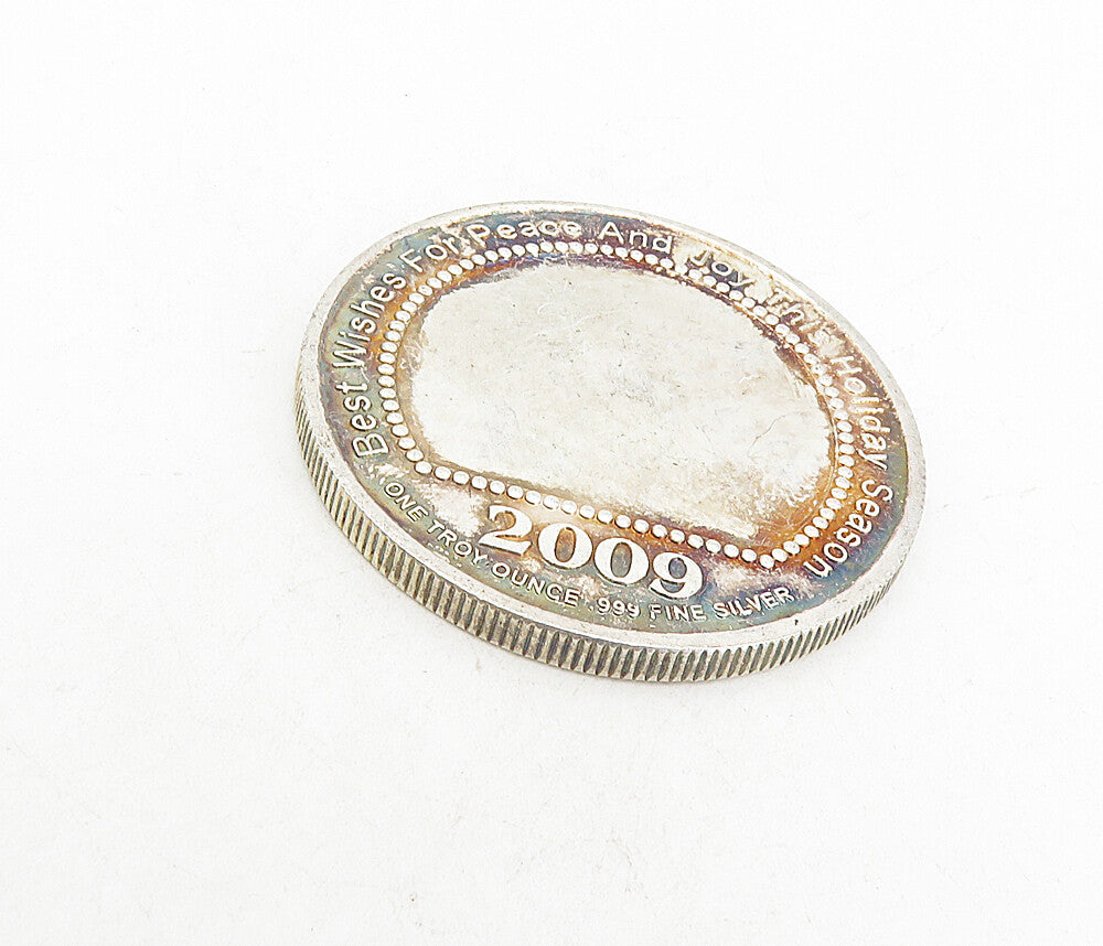 925 Sterling Silver Holiday Season Santa Troy Ounce Medallion Coin TR1434